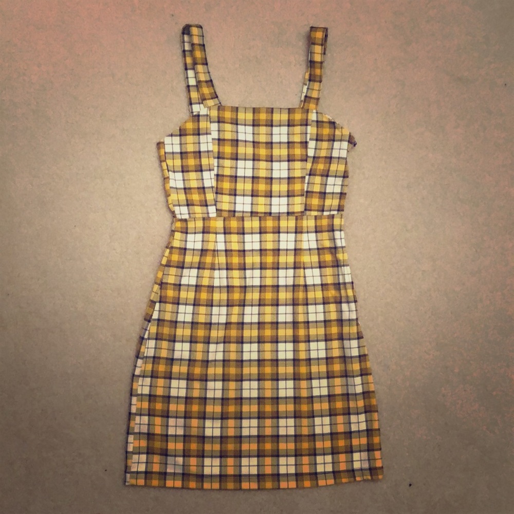 Checkered yellow dress NWOT